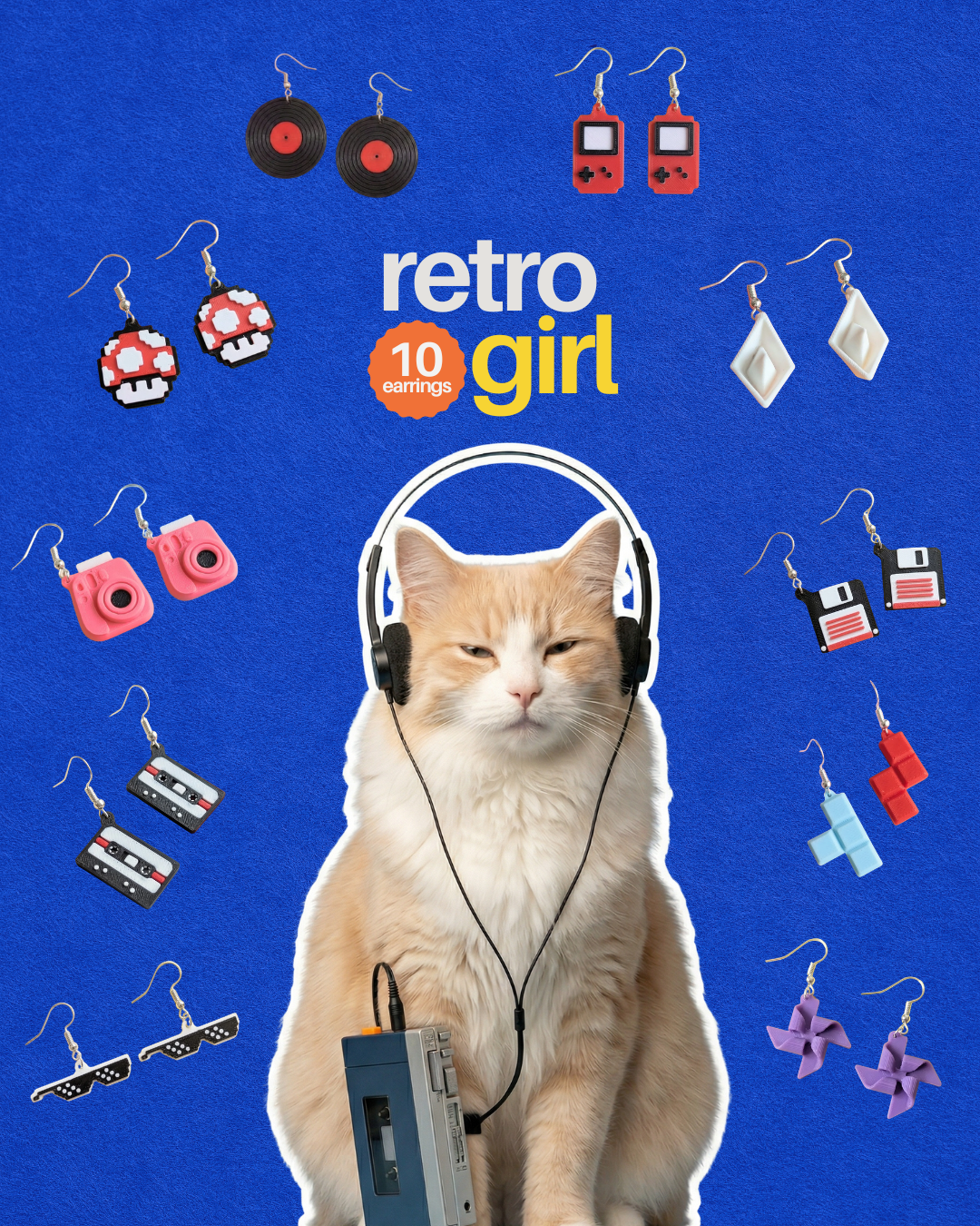 Retro Nostalgic Girl 10 Earrings Bundle