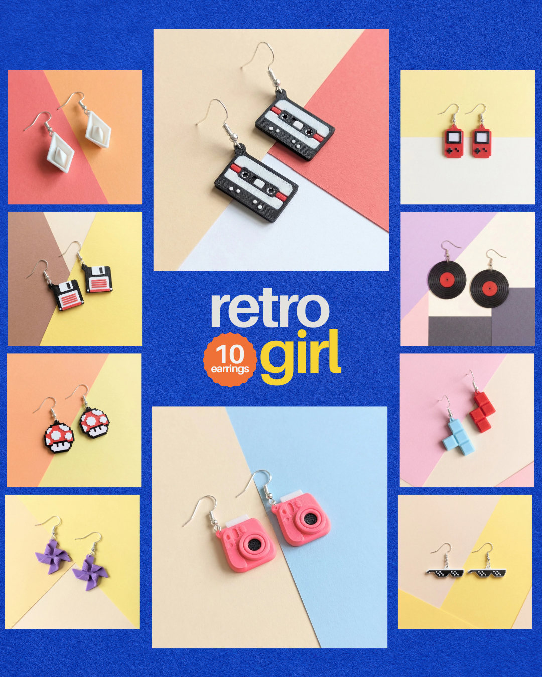 Retro Nostalgic Girl 10 Earrings Bundle