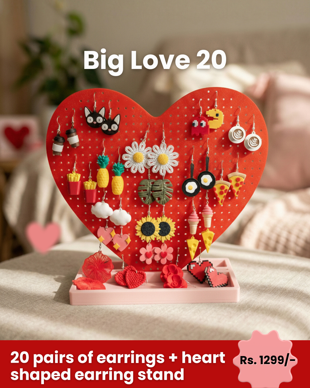 Valentine's Special - Heart Keep Earring Display & Earring Set