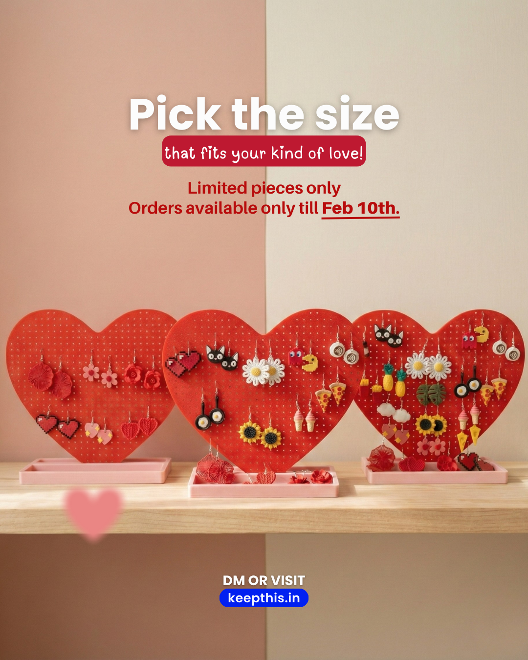 Valentine's Special - Heart Keep Earring Display & Earring Set