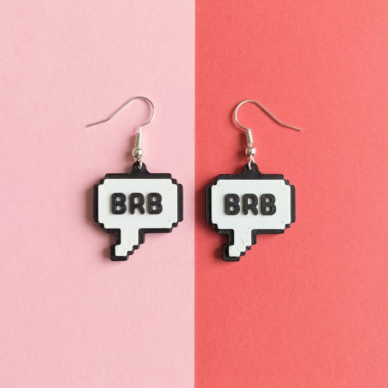 BRB Text Earrings