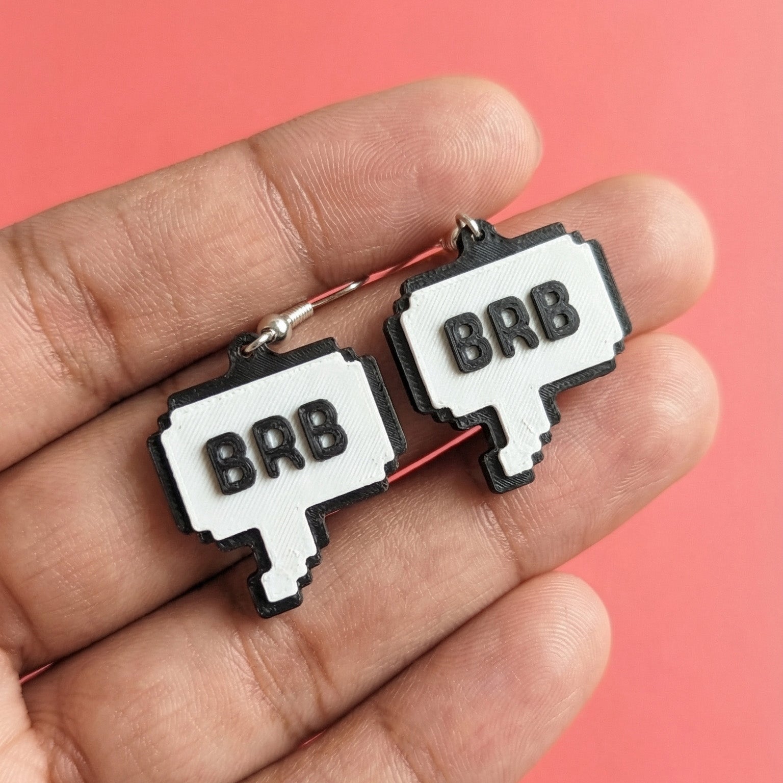 BRB Text Earrings