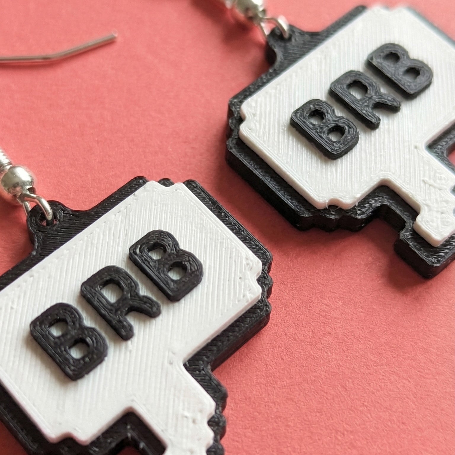 BRB Text Earrings