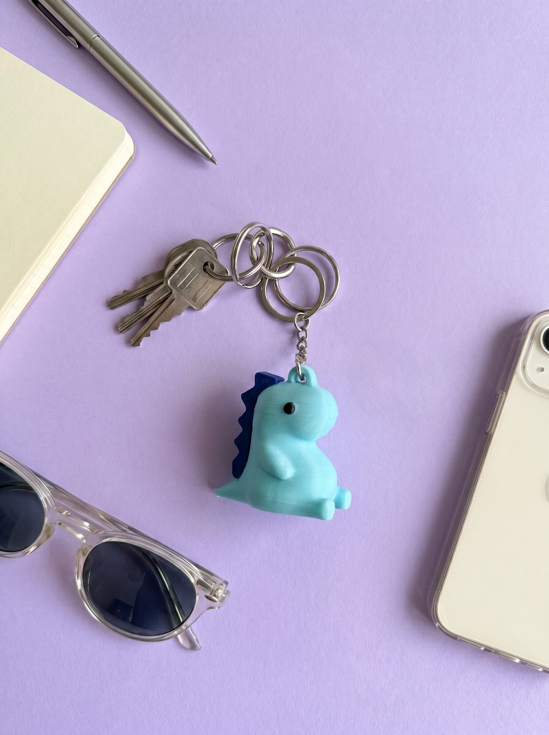 Blue Cute Dino Keychain