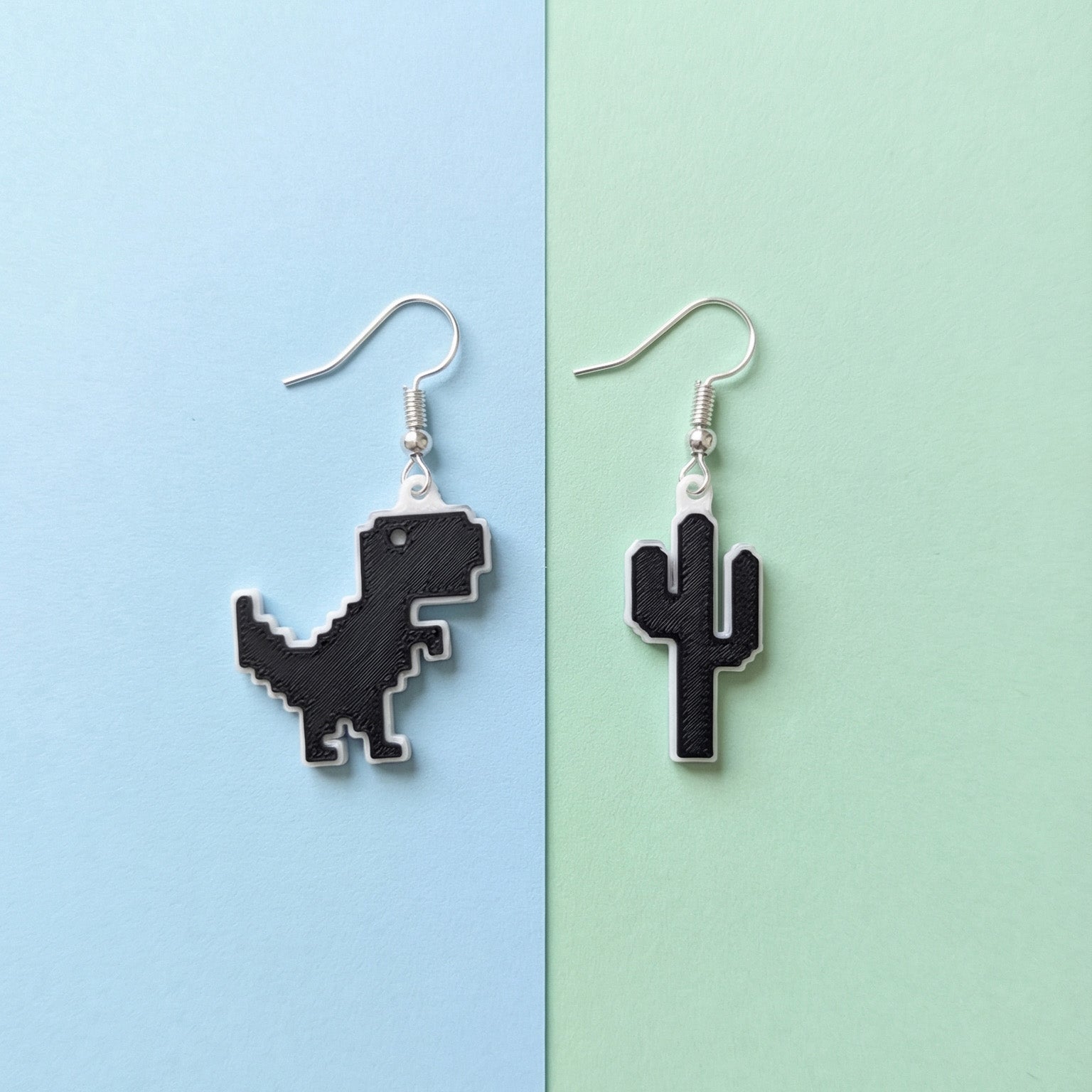 Chrome Dino Earrings