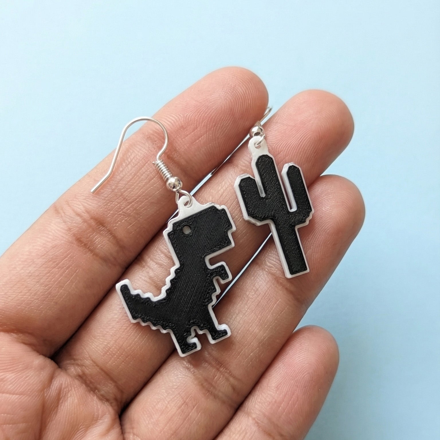 Chrome Dino Earrings