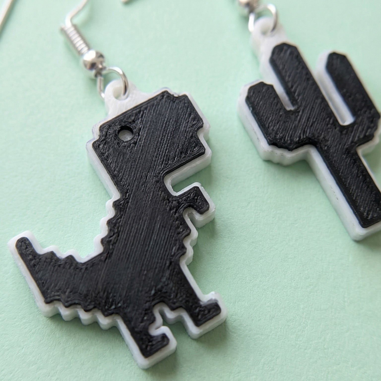 Chrome Dino Earrings