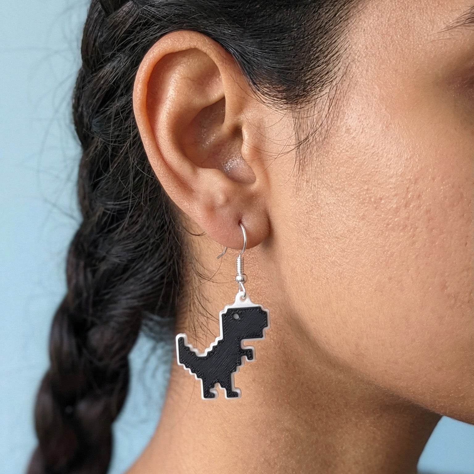 Chrome Dino Earrings