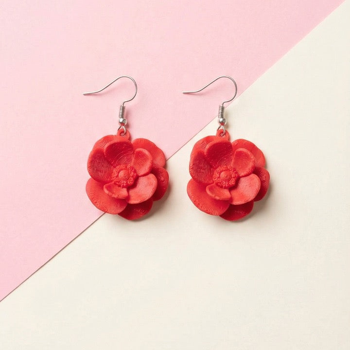 Red Rose Earrings