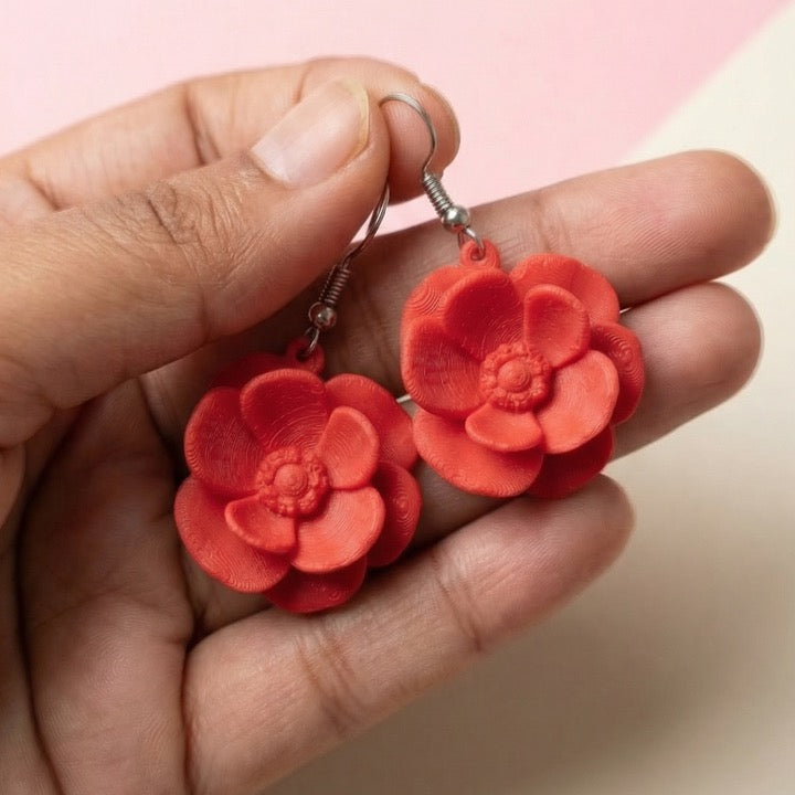 Red Rose Earrings