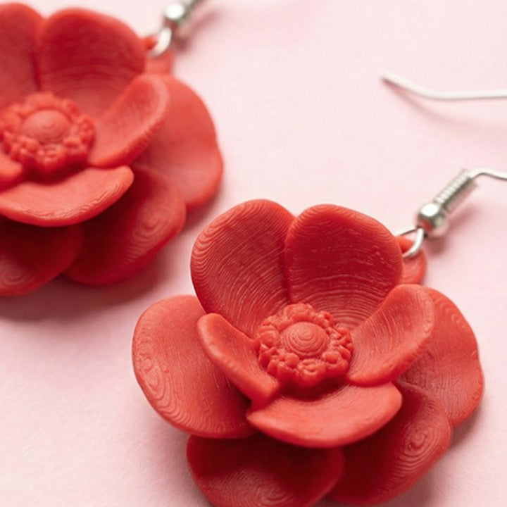 Red Rose Earrings