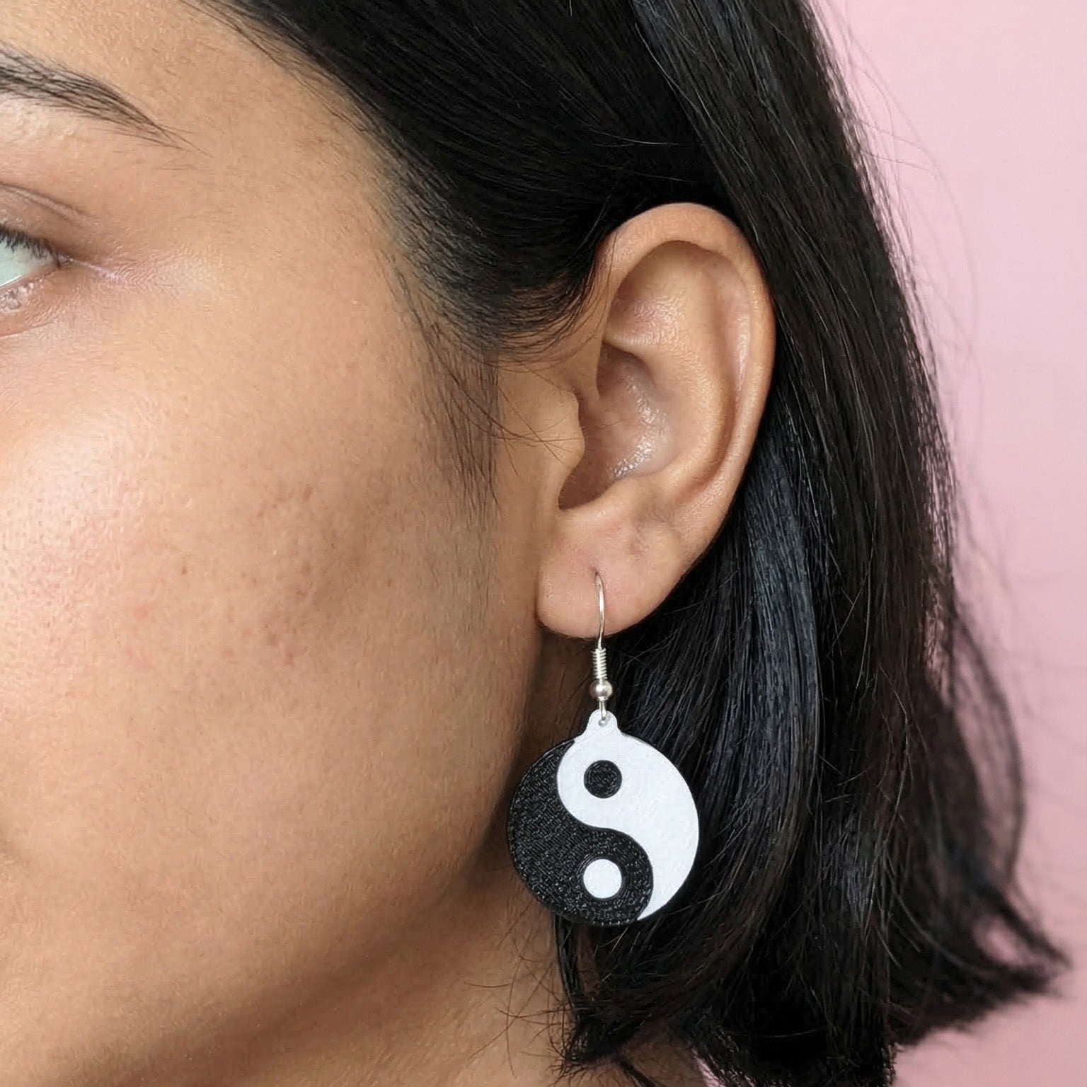 Yin Yang Circle Earrings
